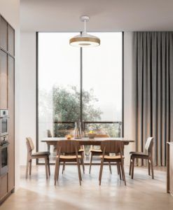 Plafón ventilador aspas desplegables símil madera COIN LED ambiente 2