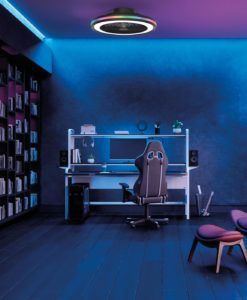 Plafón ventilador negro Ø 46 cm GAMER LED ambiente