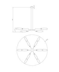 Lámpara 12 luces Ø 127 cm VENTURA medidas