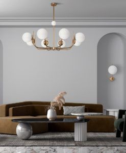 Lámpara color latón 8 luces Ø 103 cm RENDEZ-VOUS ambiente