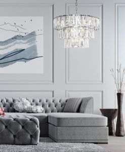 Lámpara cromo 18 luces Ø 77 cm PUNTES ambiente