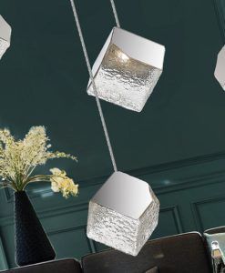 Lámpara cromo y cristal 12 luces Ø 90 cm PRISCILA detalles