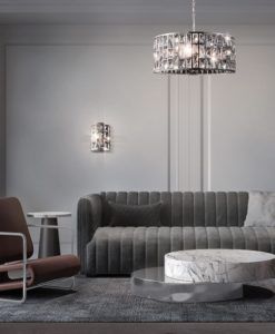 Lámpara cromo y cristal 4 luces Ø 50 cm GELID ambiente 2