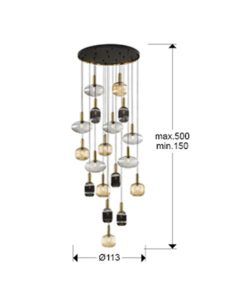 Lámpara grande 18 luces Ø 113 cm NORMA medidas