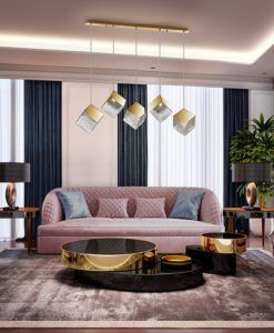 Lámpara lineal oro y cristal 5 luces PRISCILA ambiente