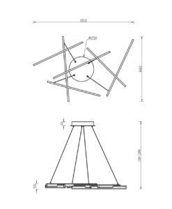 Lámpara luz cálida LINE LED medidas