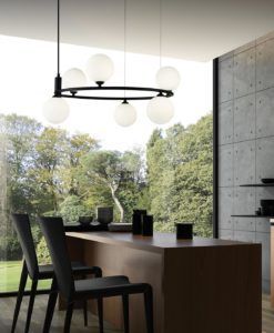Lámpara negra 6 luces Ø 58 cm RING ambiente