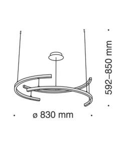 Lámpara negra Ø 83 cm LINE LED medidas