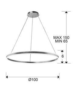 Lámpara negra Ø 100 cm HELIA LED medidas