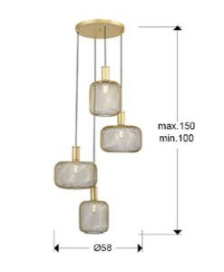 Lámpara oro 4 luces Ø 58 cm OSIRIS medidas