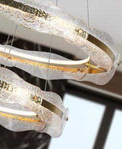 Lámpara oro dos aros Ø 80 cm LIRA LED detalles