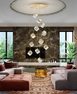 Lámpara oro y cristal 12 luces Ø 90 cm PRISCILA ambiente