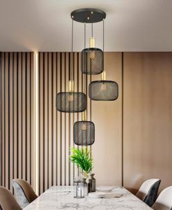 Lámpara oro y negra 4 luces Ø 58 cm OSIRIS ambiente
