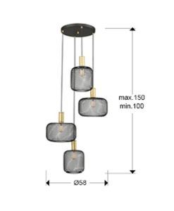 Lámpara oro y negra 4 luces Ø 58 cm OSIRIS medidas