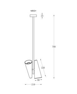 Lámpara 2 luces Ø 21 cm GIRO medidas
