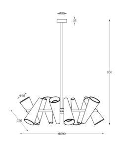 Lámpara 10 luces Ø 69 cm GIRO medidas