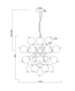 Lámpara BOLLA 6 luces Ø 57 cm - Medidas