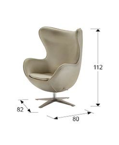 Sillón tapizado antelina giratorio beige EGG medidas