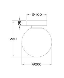 Aplique Ø 20 cm BASIC FORM medidas