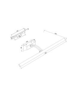 Aplique cromo 72 cm FINO LED medidas