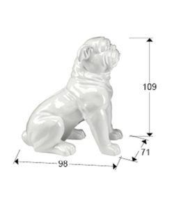 Figura color blanco H 109 cm WHITE BULLDOG medidas