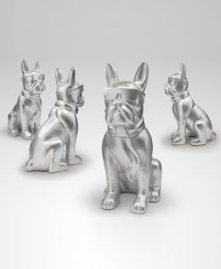 Figura color plata H 148 cm BULLDOG FRANCES detalles