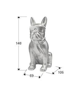 Figura color plata H 148 cm BULLDOG FRANCES medidas