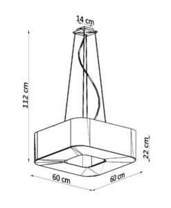Lámpara blanca 60 cm URANO medidas