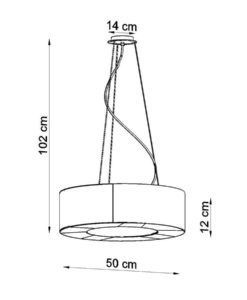 Lámpara blanca Ø 50 cm SATURNO SLIM medidas