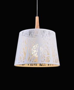 Lámpara blanca y madera Ø 35 cm LANTERN detalles