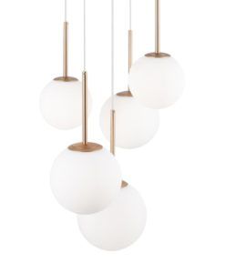 Lámpara blanca y oro 5 luces BASIC FORM detalles