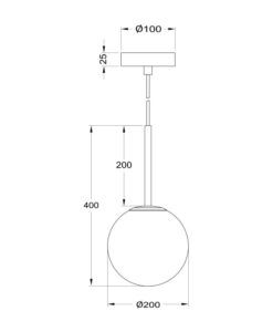 Lámpara blanco mate Ø 20 cm BASIC FORM medidas