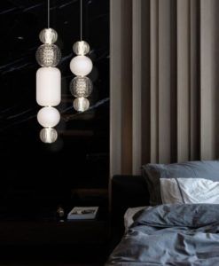 Lámpara color cromo y cristal COLLAR LED ambiente