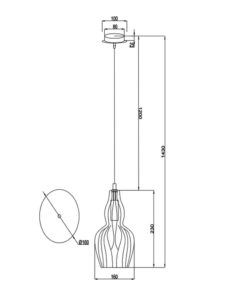 Lámpara color níquel y cristal Ø 16 cm EUSTOMA medidas