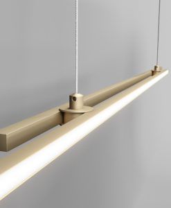 Lámpara lineal latón luz neutra HALO LED detalles