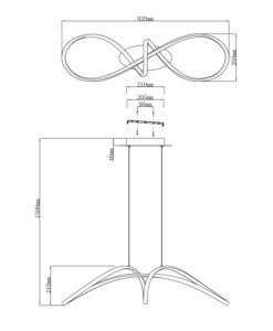 Lámpara negra CURVE LED medidas