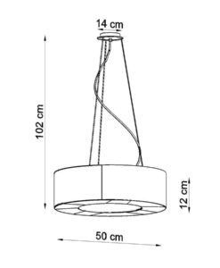Lámpara negra Ø 50 cm SATURNO SLIM medidas