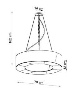 Lámpara negra Ø 70 cm SATURNO SLIM medidas