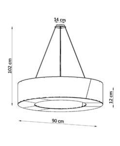 Lámpara negra Ø 90 cm SATURNO SLIM medidas