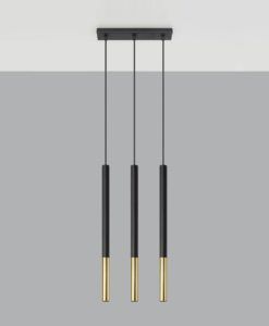 Lámpara negra y oro 3 luces MOZAICA