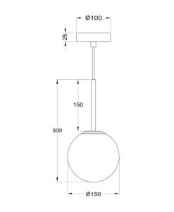 Lámpara negro mate Ø 15 cm BASIC FORM medidas