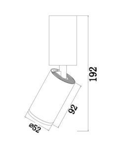Lámpara orientable blanca Ø 5 cm FOCUS S medidas