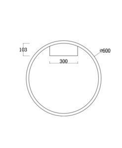 Plafón negro grande Ø 60 cm RIM LED medidas