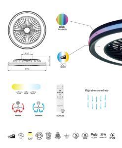 Plafón ventilador Ø 55 cm GAMER LED - Medidas