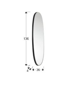 Espejo oval 136 cm x 36 cm filo negro ARIES medidas