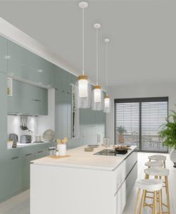 Lámpara cristal y madera NORA ambiente