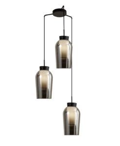 Lámpara de cristal ahumado y negro 3 luces NORA