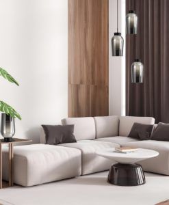 Lámpara de cristal ahumado y negro 3 luces NORA ambiente