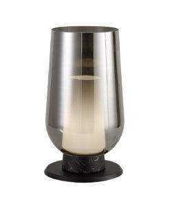 Lámpara de mesa cristal ahumado y negro NORA