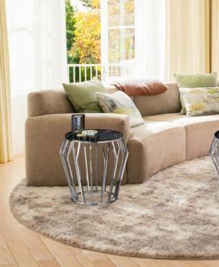 Mesa auxiliar velador acero brillo y cristal CIROS ambiente